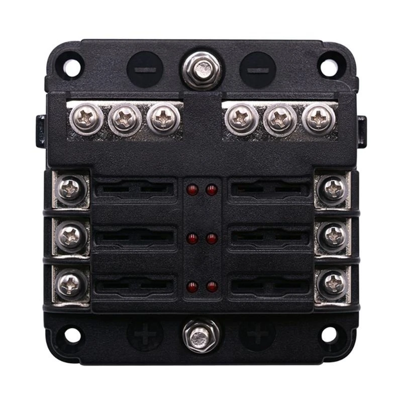 

547B RV Blade Box Block Holder 6 Way LED Light Indication Bolt Terminals