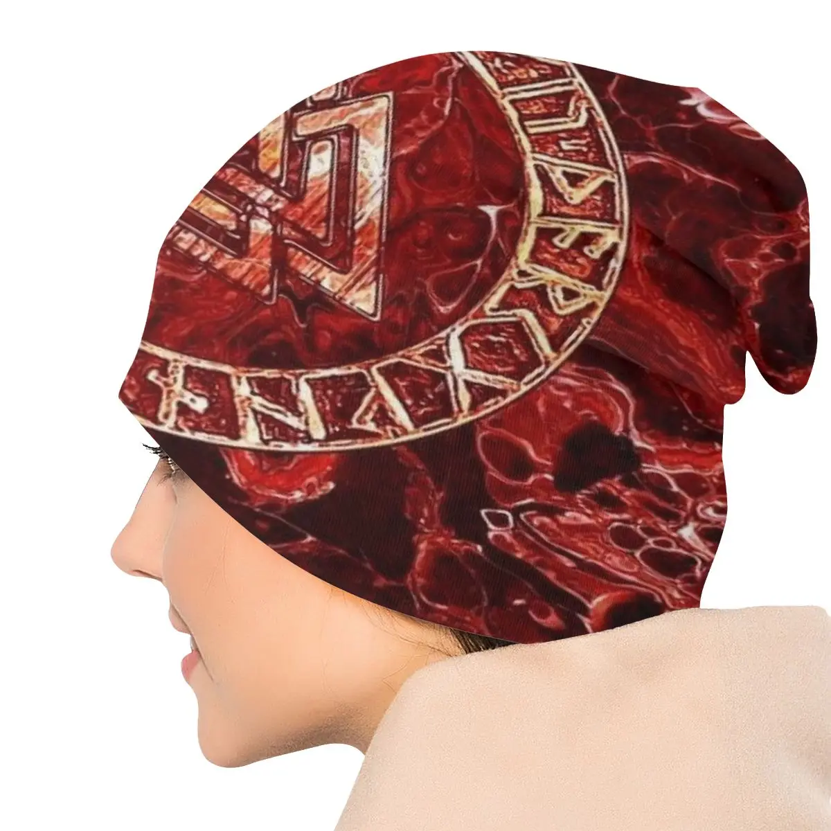 Viking exterior fina chapéus, Valknut Bonnet, alta qualidade Skullies Gorros Caps, vermelho