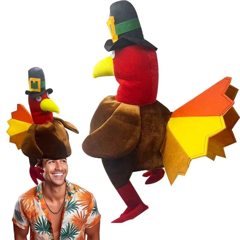 Thanksgiving and Christmas Plush Turkey Hats, Roast Turkey Hats, Thanksgiving Costumes, Party Accessories, and Performances