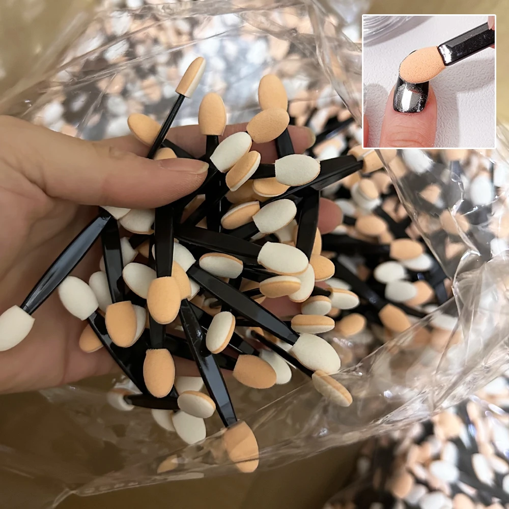 10/30/50/200/500/1000pcs Double Ended Sponge Nail Art Powder Brush Multifunctional Eyeshadow Brush Portable Makeup Manicure Tool