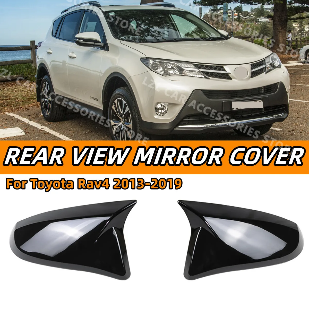 

Rearview Mirror Cover Side Reversing Mirror For Toyota RAV4 13-19 / HIGHLANDER 15-21 Ox Horn Rear View Mirror Cover Trim Add on