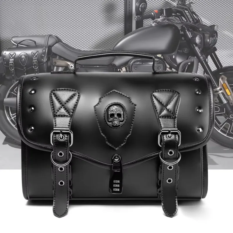 2025 Universal Retro Embossed Motorcycle Hanging Bag PU Leather Rider Modification Bag Multi-model for Harley Honda Yamaha