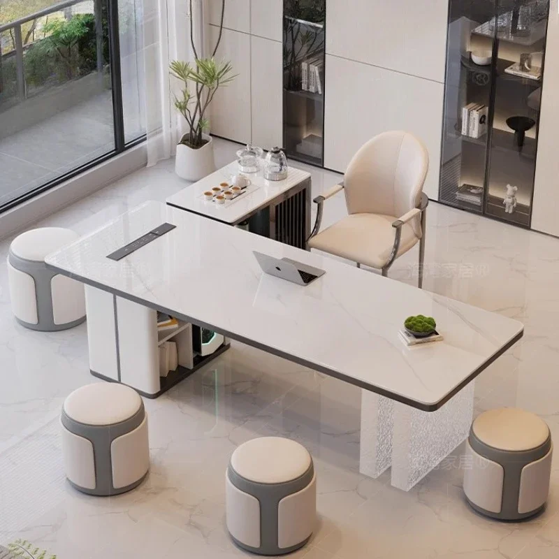 combination office tea table integrated with a complete set of light luxury tea tabl Modern simple rock slab tea table and chair