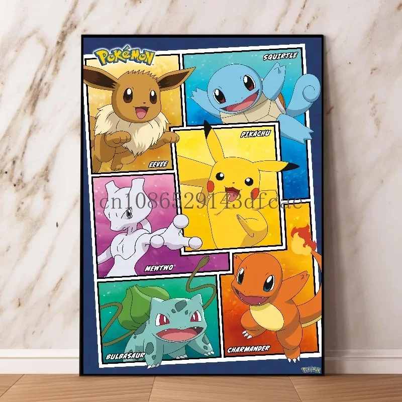 Pokemon Peripherals Pikachu Gyarados Squirtle Charmander Canvas Painting Anime Wall Art Prints Living Room Decor Posters Gifts