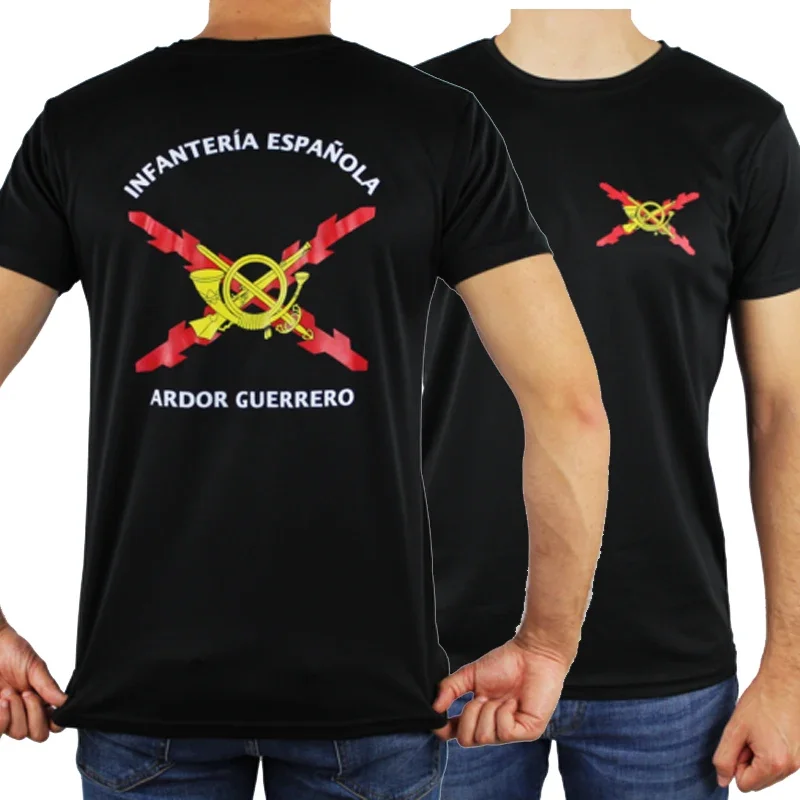 ラウンドネックレス半袖バーガンディクロスTシャツ,スペインの軽い歩兵服,綿100%,カジュアル,新品,サイズs-3xl
