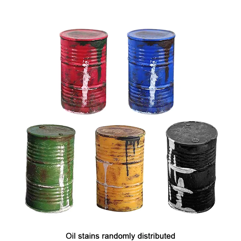5 szt. Model beczki olejowej, beczka przemysłowa do łodzi RC, dioram, dekoracji modelarskich, pudełko do przechowywania, akcesoria do scen z gier wojennych i dioram.