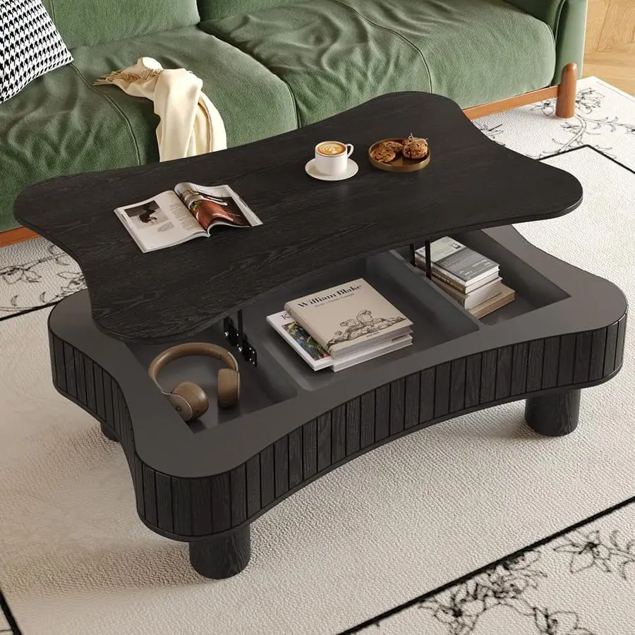 

Cloud Coffee Table with Lifting Top for Living Room Irregular Coffee Table with Lift Top Modern Smart Coffee Tables with Storage