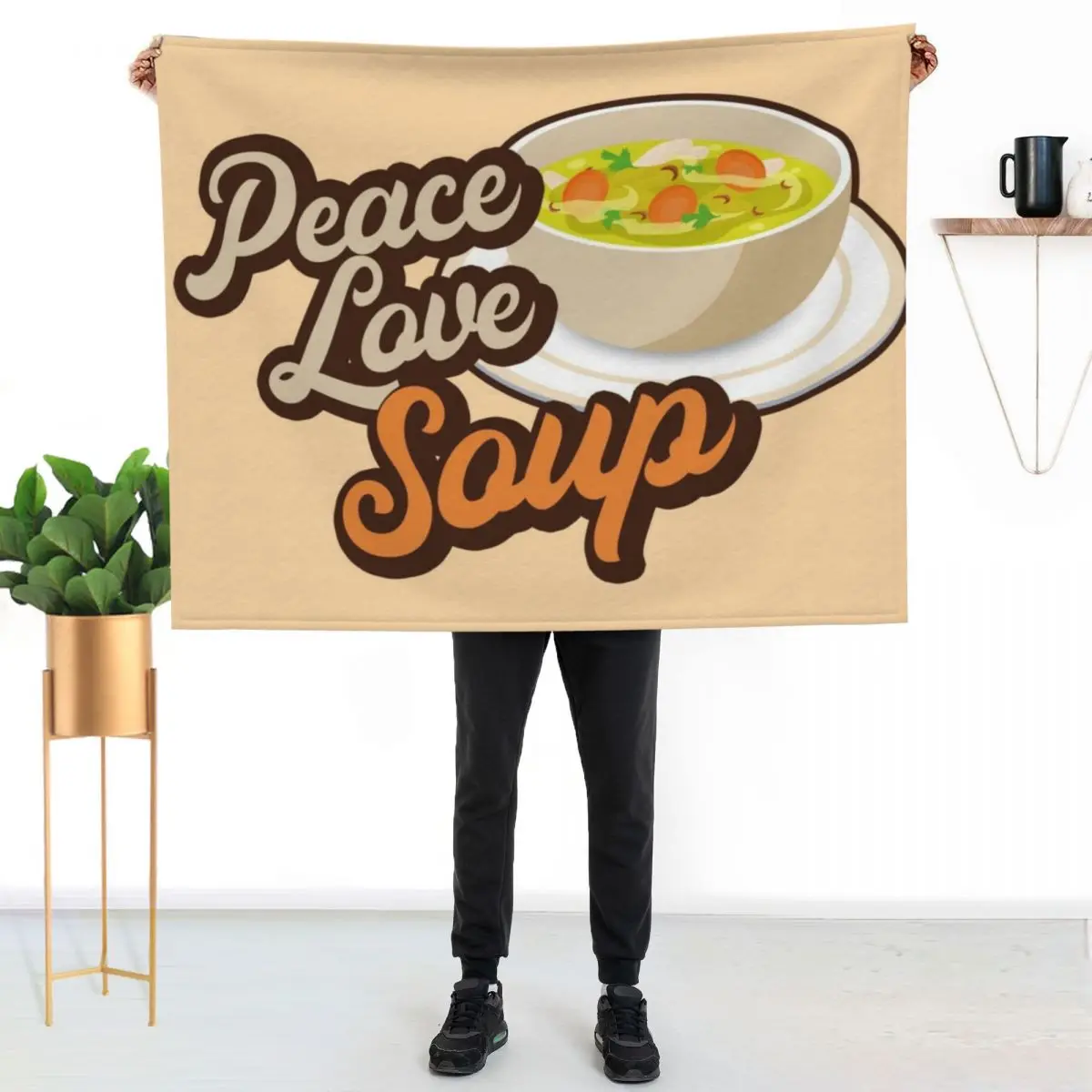 Peace Love Soup. Throw Blanket warm for winter Travel Polar manga Flannels For Decorative Sofa Blankets