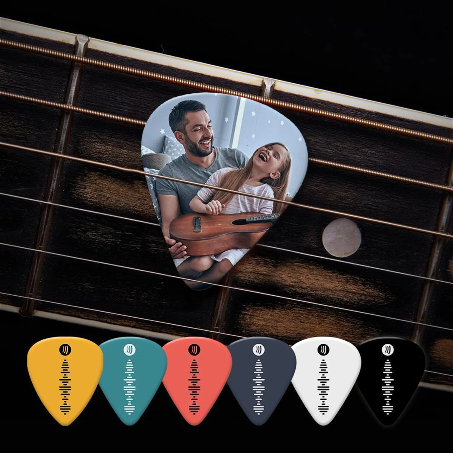 925 Silver Custom Spotify Code Guitar Pick Engraved Double-Sided Printed Photo Guitar Pick Gifts Christmas Gifts High Quality