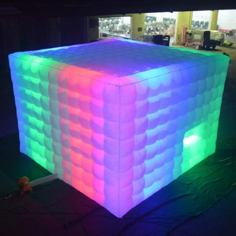 SAYOK 8m LED giant Inflatable Marquee Inflatable Air Cube Tent House with Blower Lighting Tent for Party Event Exhibition Show