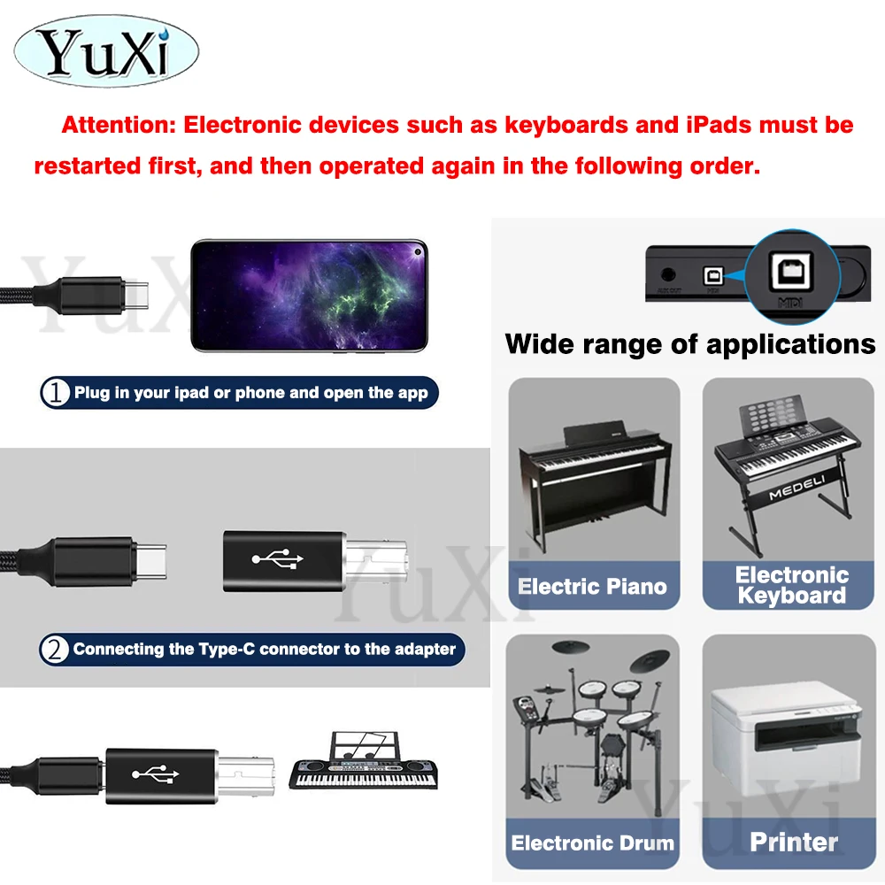 1Pc Type-C to USB B Converter Adapter For Electric Piano Printer Keyboard Adapter Type-C Female to MIDI Male Data Transfer