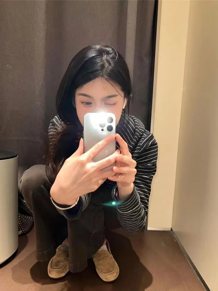 ay مخطط مقنعين سترة مفتوحة سترة المرأة عادية لينة محبوك سترة الخريف الشتاء Faion تخفيف Sle العادية Sve