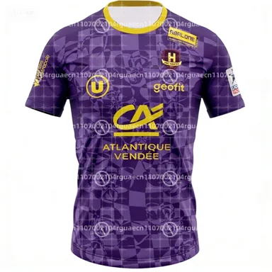 HBC Nantes 2025-26 جديد وصول فرنسا ثلاثية الأبعاد مطبوعة كرة اليد جيرسي عادية المنزل بعيدا تي شيرت الكبار أطفال HBCN للجنسين