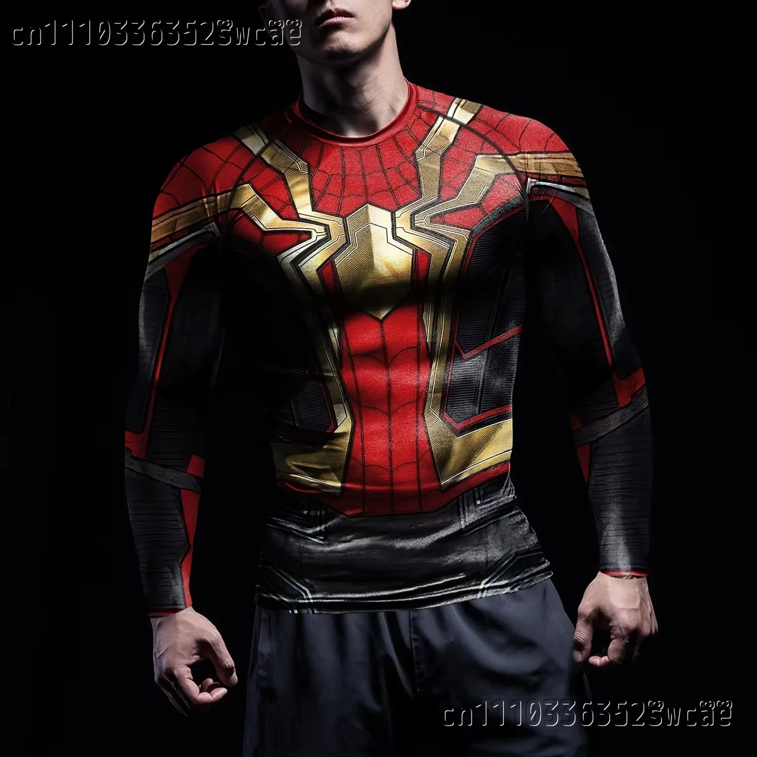 2026 Spider-Grafik Vintage-Print Kompressions-Langarmshirt Schnelltrocknend Sport Fitness Workout Training Top Familien-Set – Detail 7