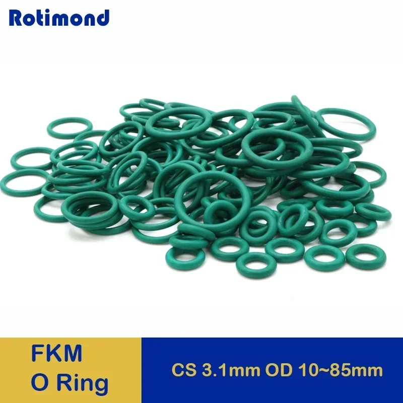 

Green FKM O Ring CS 3.1mm OD 10~70mm Fluorine Rubber o ring High Temperature Resistance Oil Resist Sealing Washer 10/50Pcs