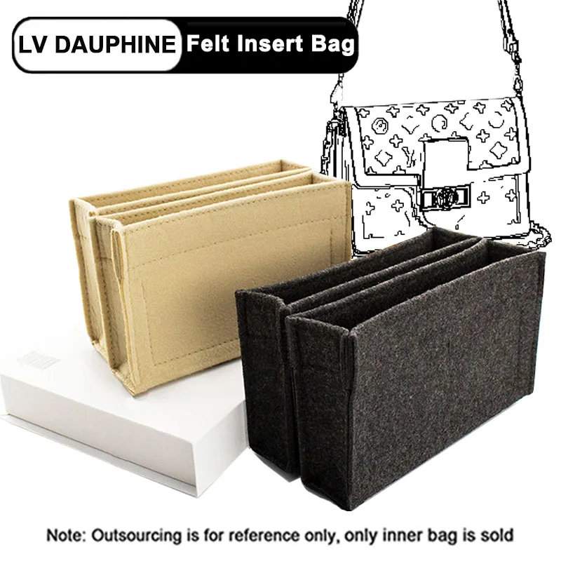 

EverToner Fits LV DAUPHINE Felt Cloth Bag liner Travel Insert Organizer Handbag Double Layer Large Capacity Cosmetic Bags Shaper