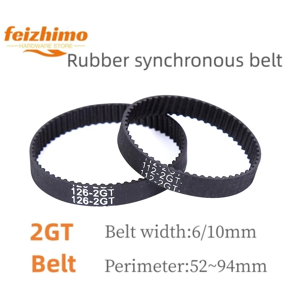 2GTGT2 Width 6/10mm Rubber Belt Synchronous Belt Circular Belt Circumference 52mm-94mm Suitable For 3D Printer Accessories 2GT,