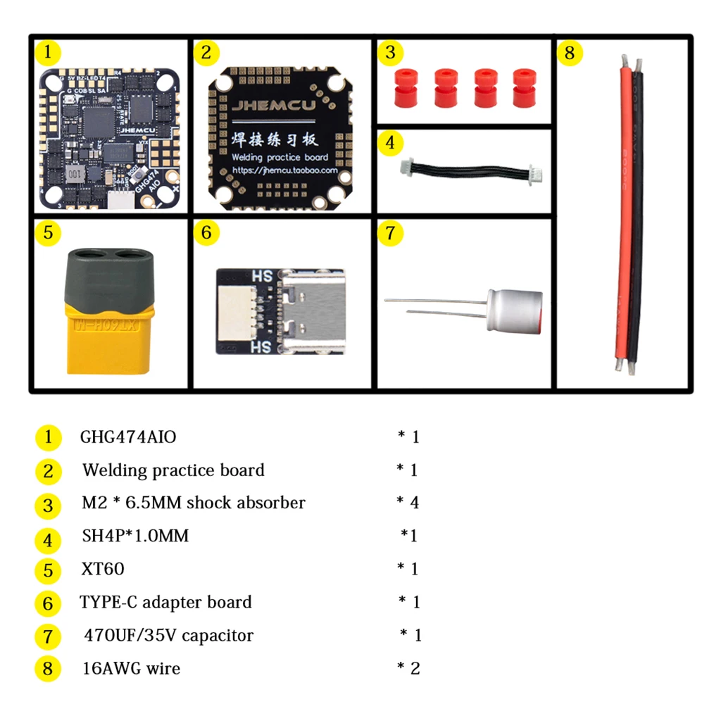 

JHEMCU G474AIO Built-in 40A ECS F4 3-6S AIO STM32G474/170MHZ ICM-42688-P/Gyro Flight Controller for Toothpick RC FPV Drone