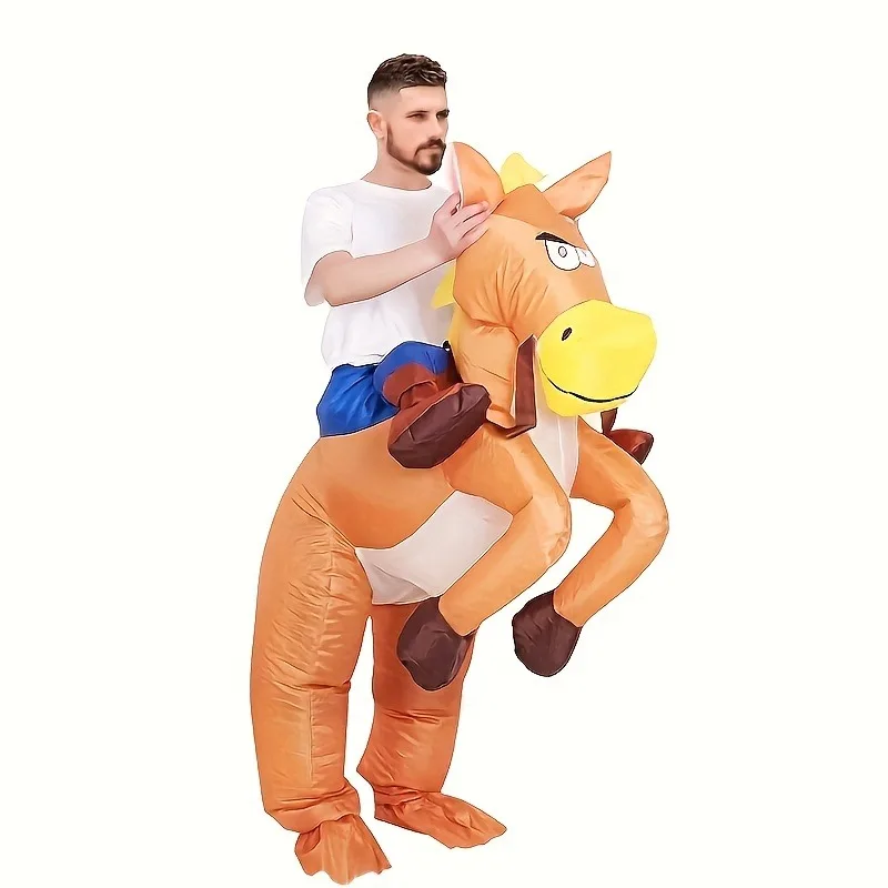 

Inflatable Horse Costume Western Cowboy Elements Halloween Funny Cartoon Puppet Suit for Party Performance Riding Horse