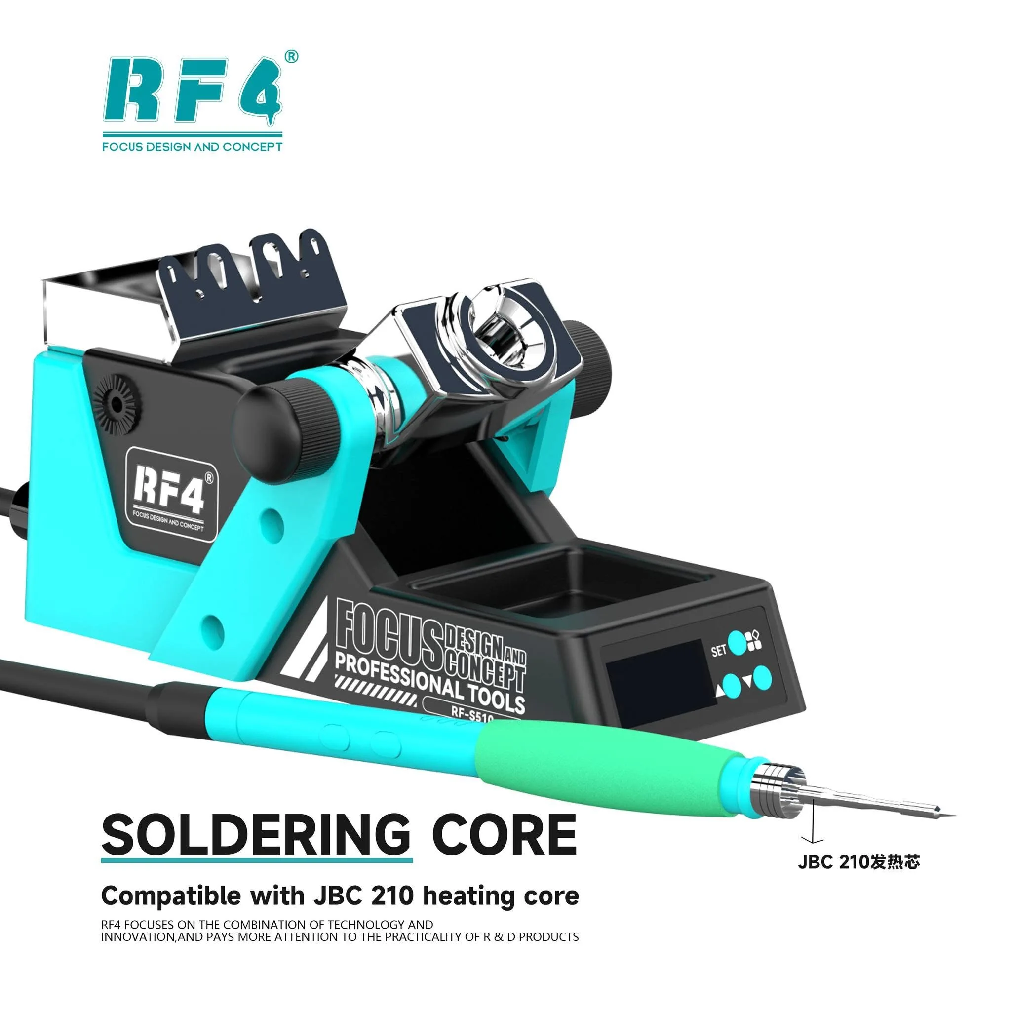 RF4 Small Intelligent Soldering Station JBC210 Soldering Iron Hot Core 138 Degrees - 350 Degrees Adjustable Temperature