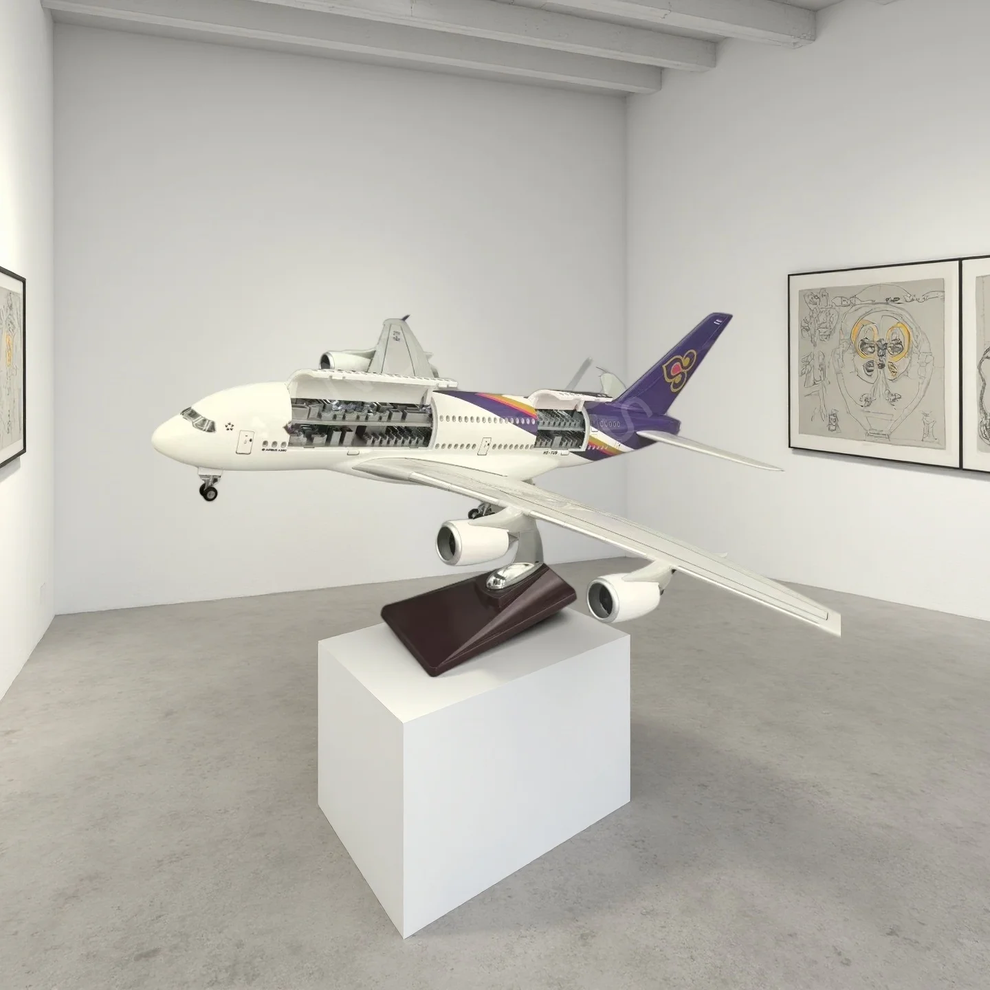 

Игрушечный самолет, 47 см, масштаб 1:160, A380 Thai Airlines, литая под давлением смола, открывающаяся дверь кабины со светодиодной подсветкой, сборный подарок авиации