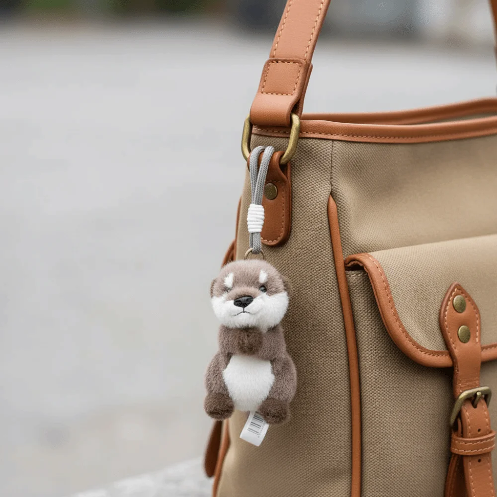 Soft Material Otter Keychain Realistic Look Cute Design Otter Backpack Pendant 15cm Magnetism Otter Birthday Gift