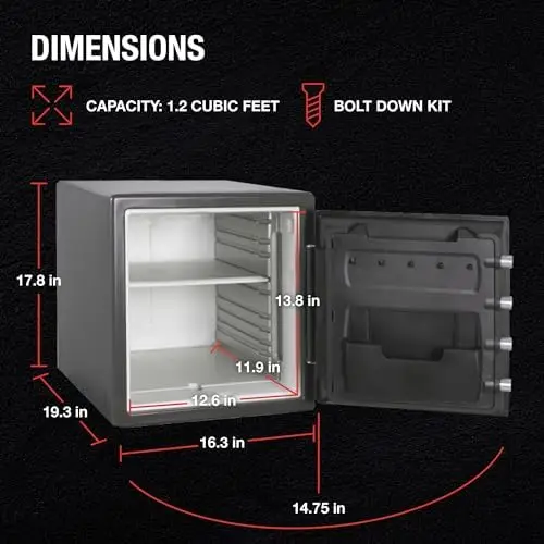 Medium Gray Fireproof Safe and Waterproof Safe Box with Dial Combination, Home Safe for Money, Documents, or other Valuables,