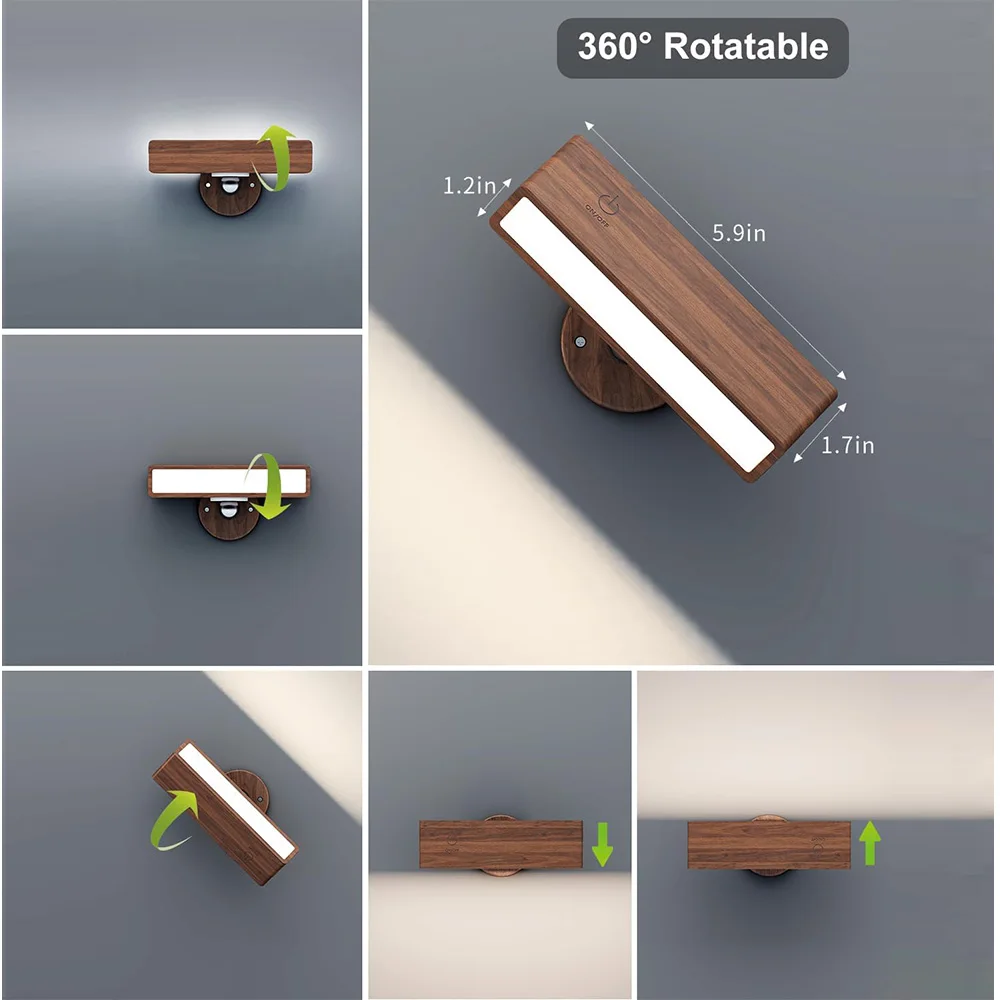 مصباح حائط LED مغناطيسي لاسلكي محمول للقراءة من النوع C قابل لإعادة الشحن 360 درجة °   مصباح كشاف لخزانة التحكم عن بعد