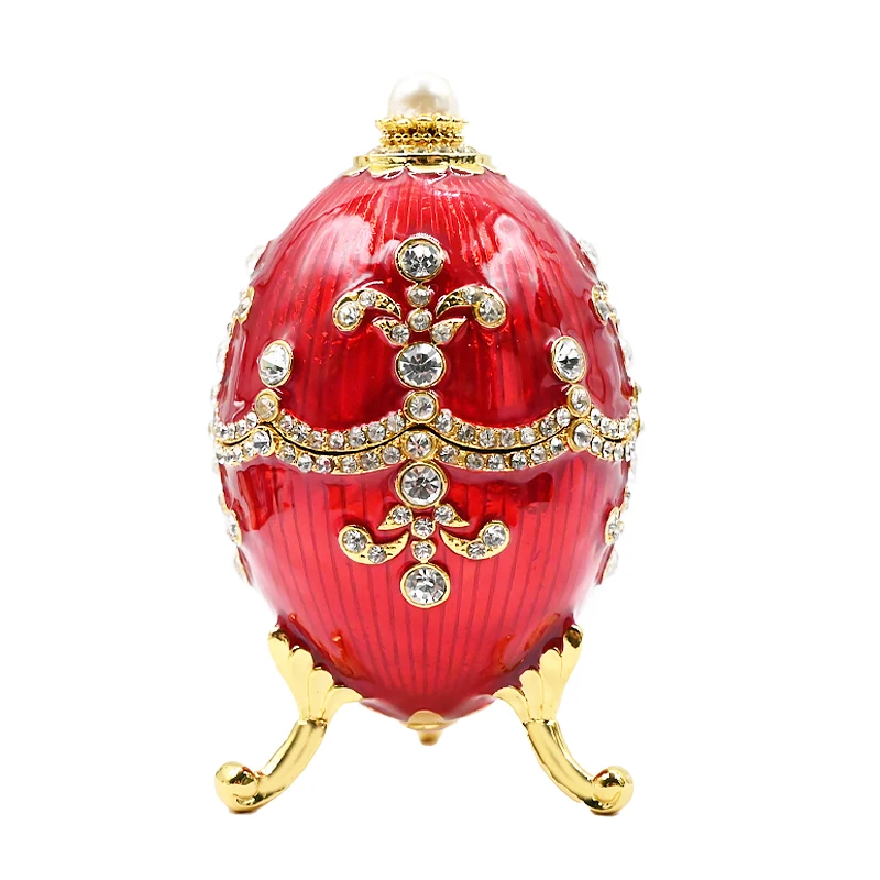 

YAFFIL Enamel Egg Jewelry Box Craft Metal Creative Home Decoration Gift Easter Egg Ornament