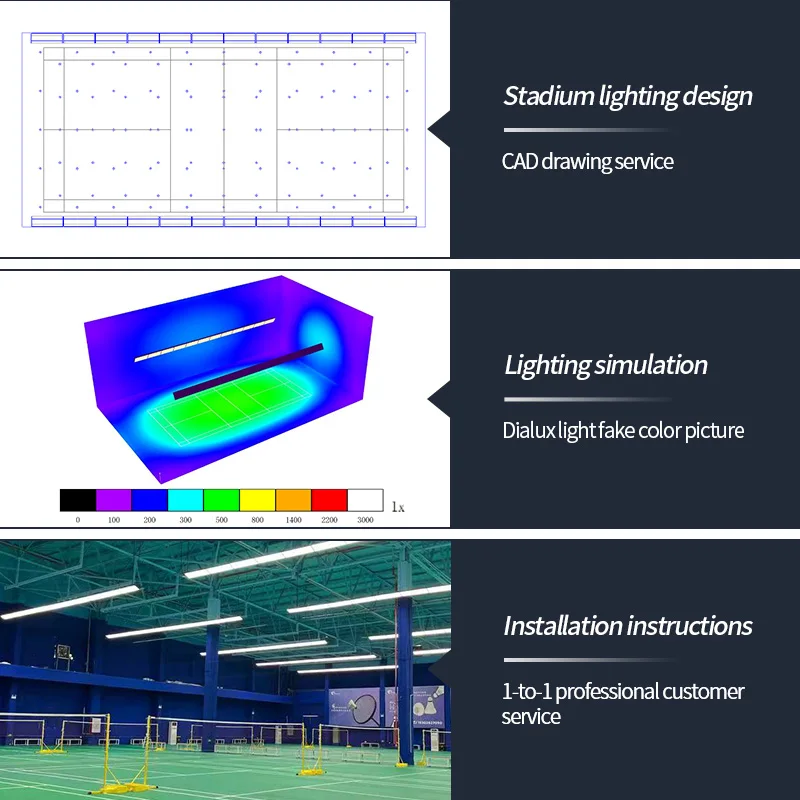 Badminton Anti Glare Court Sports Lighting Indoor Badminton Pickleball Court Led Light Led Badminton Court Lamp for Pickleball