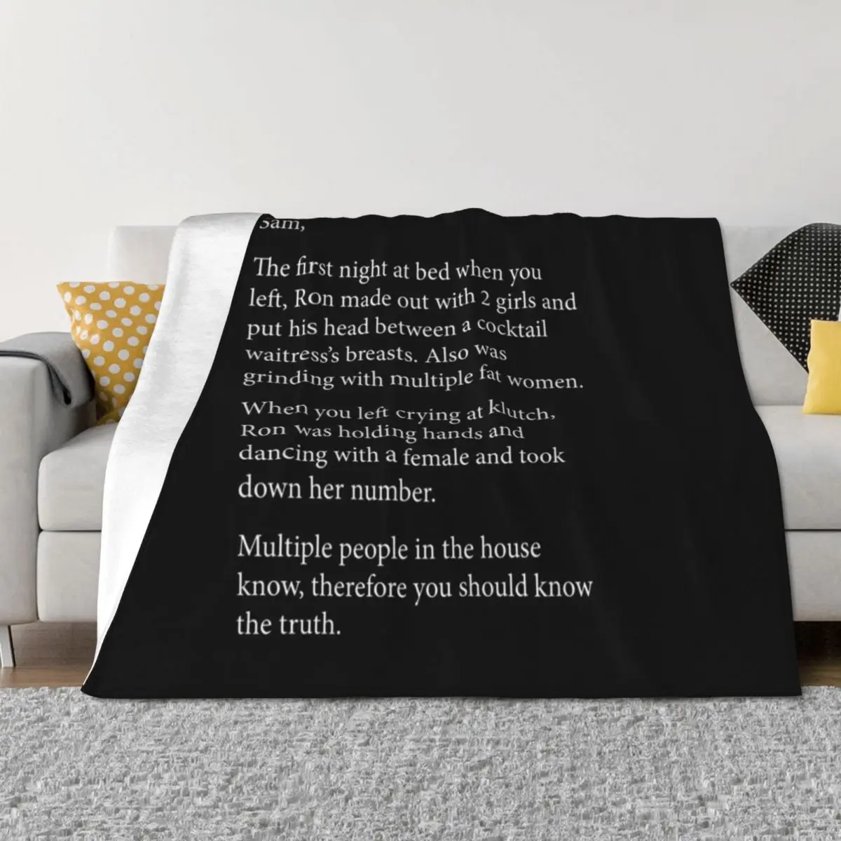 

Anonymous Letter to Sammi full text (Jersey Shore) (Dark Mode) Throw Blanket Decoratives Summer Beddings For Sofa Thin Blankets