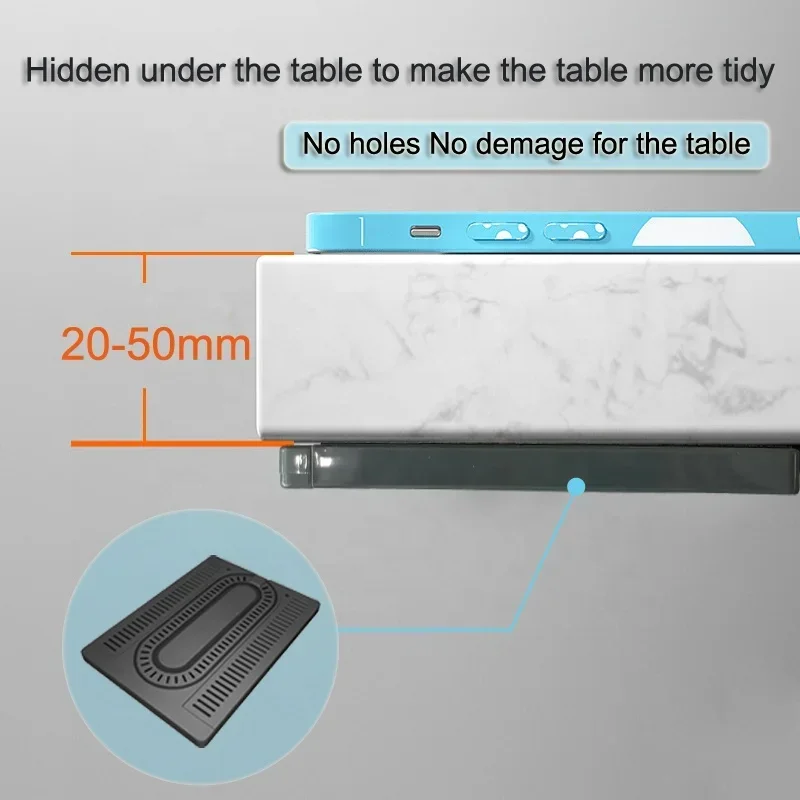 Invisible Long Distance Hidden Under Table Fast Charging Wireless Phone Charger Through 50Mm Desk