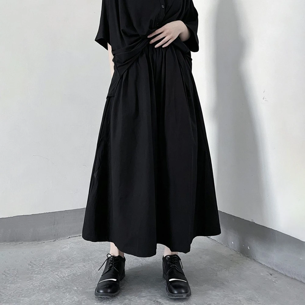 

XS-5XL Summer New Unisex Solid Color Skirt Pants American Retro Fashion Trend High Street Loose Casual Simple Neutral Bottoms