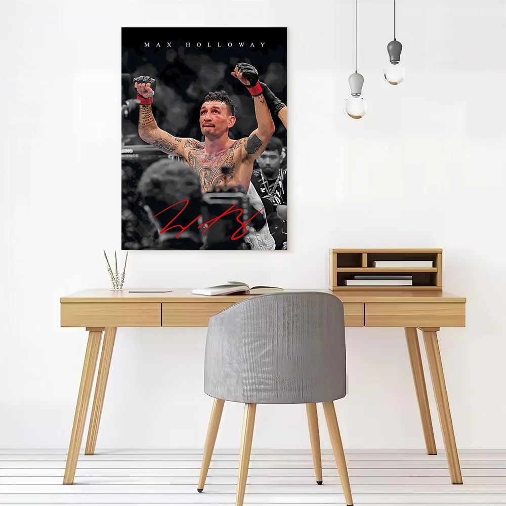 Max Holloway Celebrates Victory Canvas Poster Customizable Printed Canvas Painting Wall Art for Fans Gaming Room Decoration Home