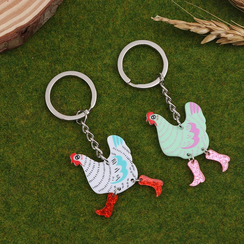 1PC DIY Jewelry Gifts Cute Funny Easter Chicken Hen Keychain Animal Keyring Pendants For Women Girls Handbag Accessories