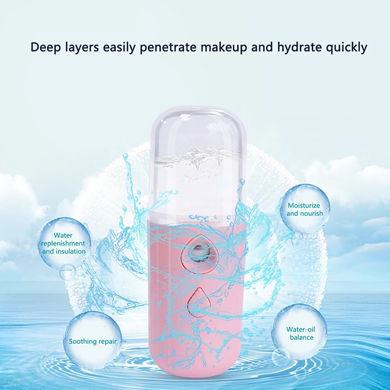 30ML Mini Nano Mist Gezichtssproeier Luchtbevochtiger USB Oplaadbare Vernevelaar Gezicht Hydraterende Schoonheid Instrumenten Huidverzorging Gereedschap