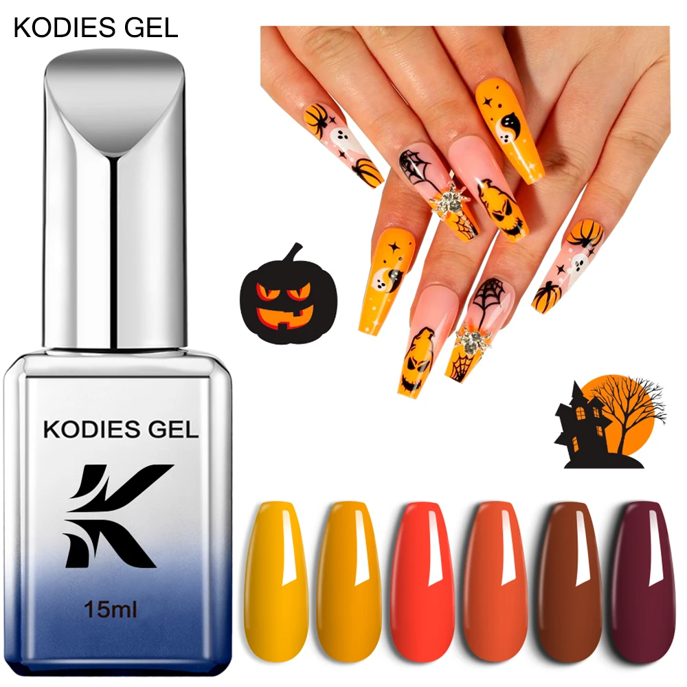 KODIES GEL Fall Gel Nail Polish Halloween Orange Brown Gel Polish 15ML Semi Permanent UV/LED Manicure Winter Hybrid Gel Lacquer