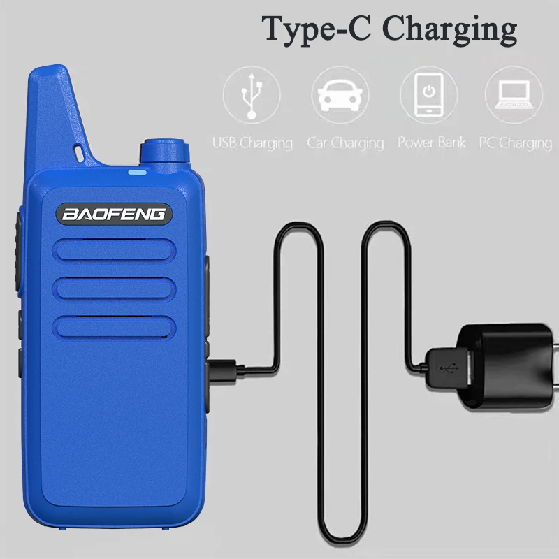 2PCS Baofeng BF-T20D Mini Walkie Talkie 5W USB-C Charge 1500mAh Portable Two Way Radio Upgrade of BF-C5 for Hunting Child\'s Gift