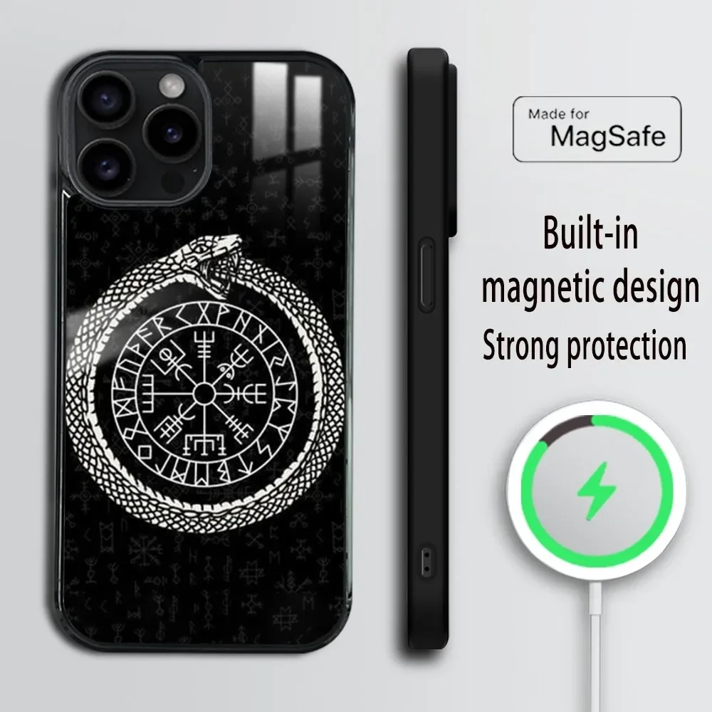 Viking vegvir Logo Phone Case For iPhone 16 15 14 13 12 11 Pro Max Plus Mini Magsafe Mirror Wireless Magnetic Cover