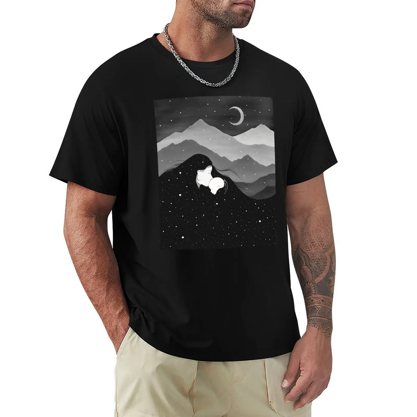 Mountain’s Lullaby - black & white T-Shirt Trend Art Print T-Shirt