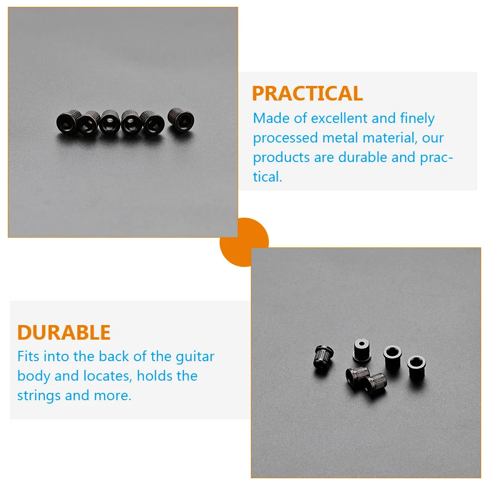 

6 Pcs Electric Guitar String Buckle Caps Metal Mount Socket Mounting Parts Replacements Black