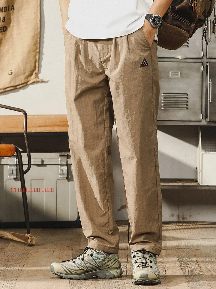 

Мужские летние брюки Jieren Ice Silk Bamboo Node Cool Qui Dry Thin Casual: американские, простые, свободные, прямого кроя