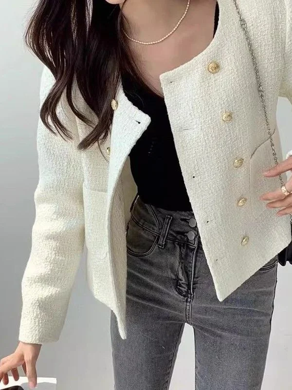 

Желтое стеганое пальто 2025: Новинка осенне-зимнего сезона, роскошный твидовый верх в стиле «леди», модная прямая модель для женщин