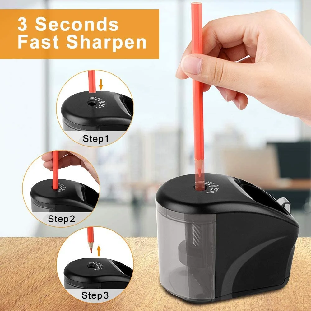Electric Pencil Sharpener Power Adapter(Include) Battery Operated  with  Holder School Supply for Classroom
