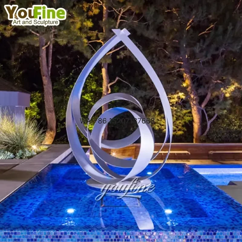 Wmwmnu Modern Outdoor Stainless Steel Metal Shiny Sculpture for Swimming Pool Garden Yard Decor Art Statue Contemporary