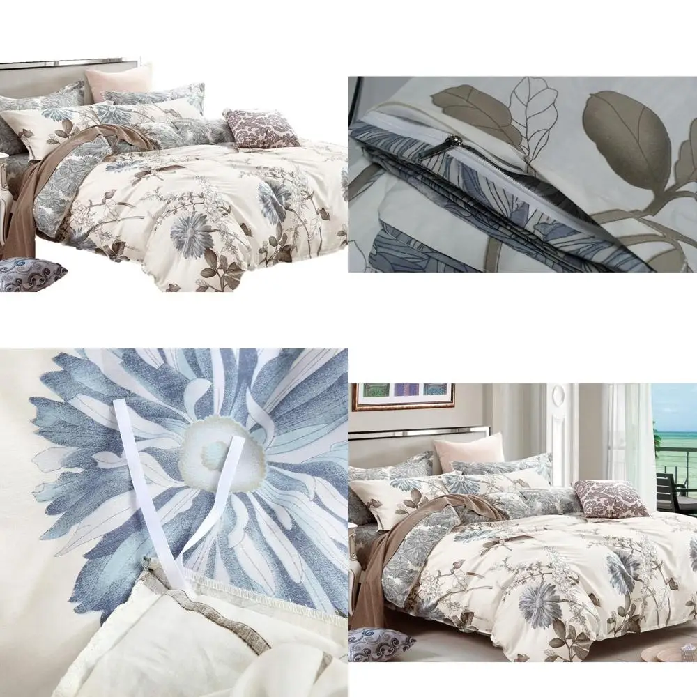 

Reversible Floral Print 100% Cotton 3-Piece Bedding Set: Duvet Cover and Pillow Shams for Comfortable Sleep