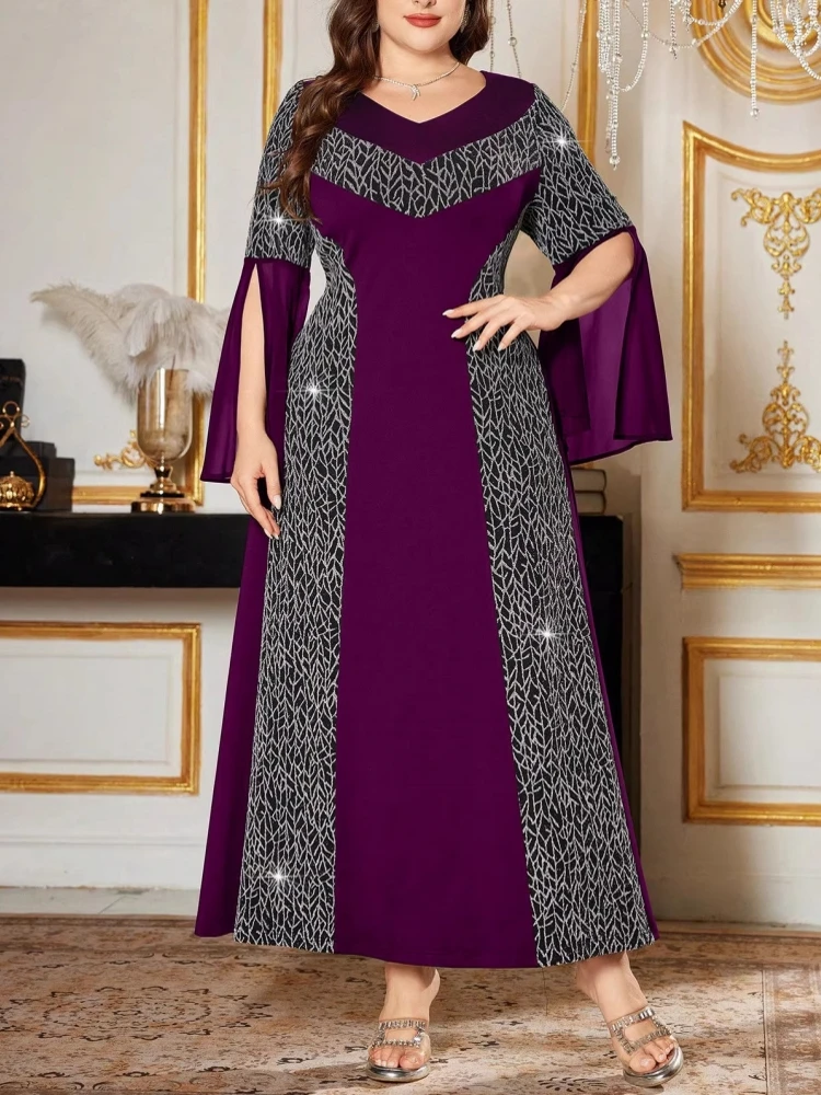 

L-4XL Plus Size Elegant Maxi Dress 2026 Spring Summer Women Office Lady Dress Casual Long Sleeve Evening Robe Oversize Dress