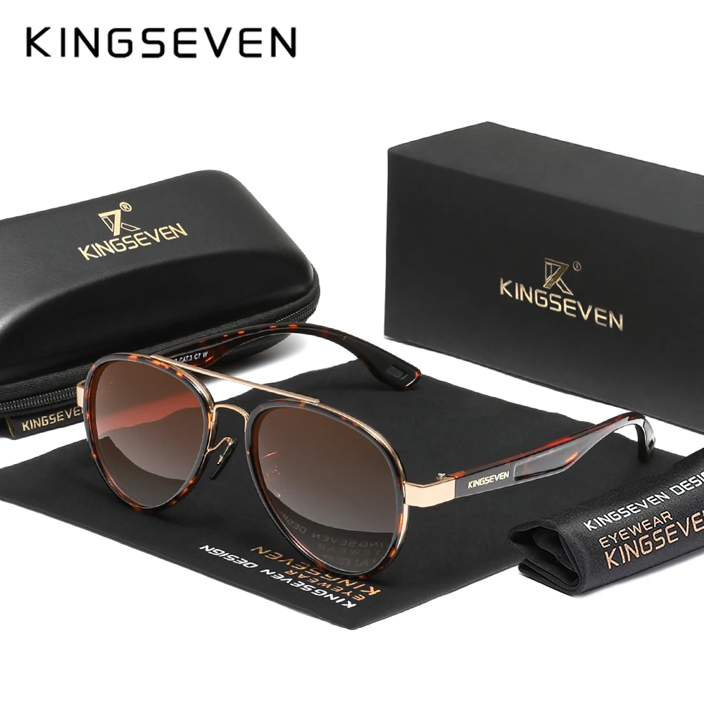KINGSEVEN Modische Piloten-Sonnenbrille, polarisiert, für Herren und Damen, UV400, zum Fahren, Angeln, Freizeitbrille