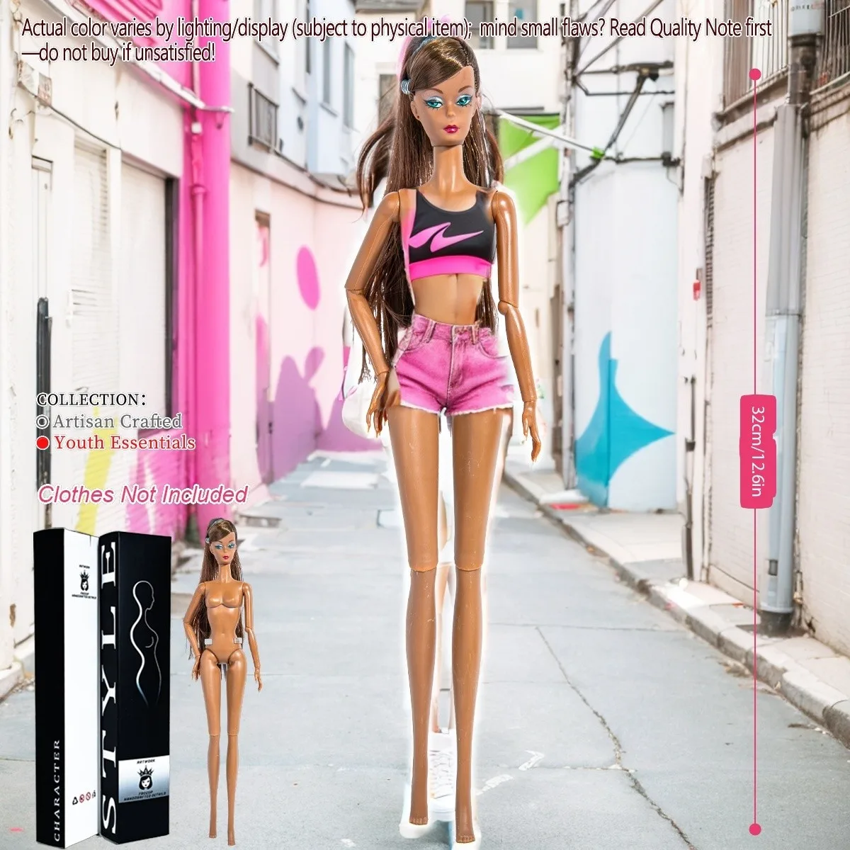 

12,6-дюймовая реалистичная коллекционная кукла BJD — модная модель куклы с шаровым шарниром и 12 шарнирами для рукоделия (без одежды)