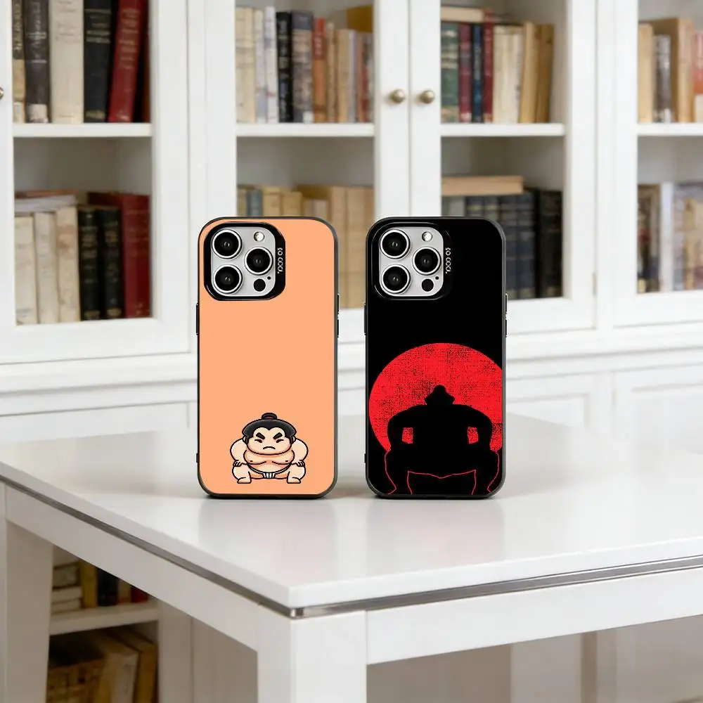 

S-Sumo wrestler Phone Case For iPhone 17,16,15,14,13,12,11 Plus,Pro Max,XS,Colored Silver Plated Inside Cover